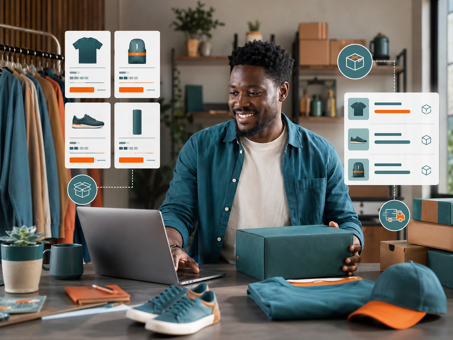 Seller presenting a product